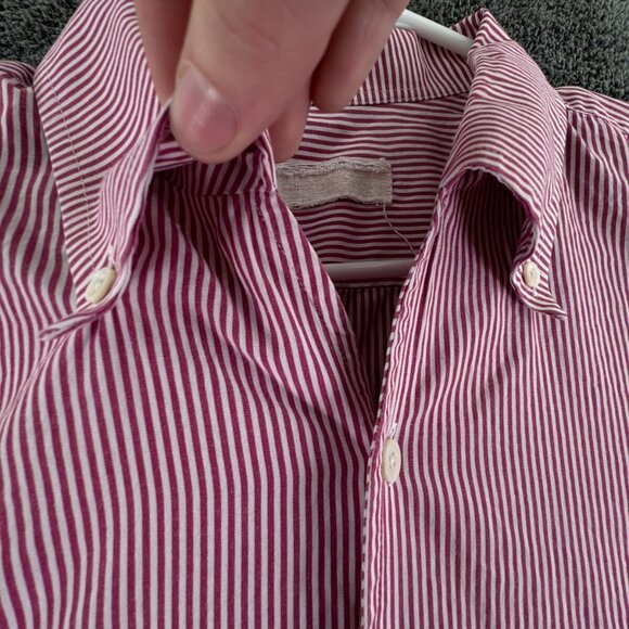 Gitman Bros Long Sleeve Button Up Shirt XL Italy Made Striped Red Adult - Picture 12 of 13